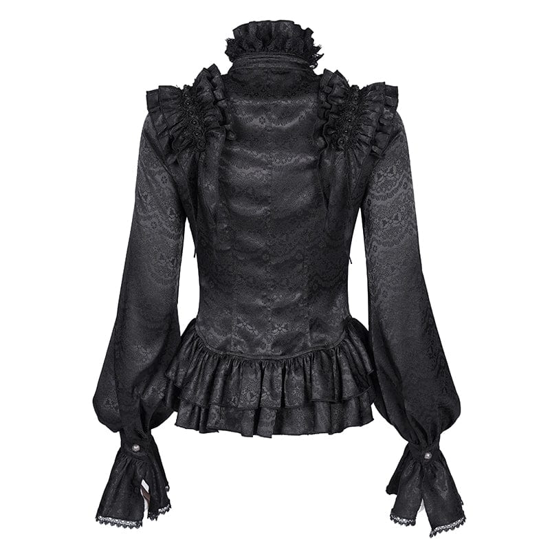 Women's Gothic Ruffled Lace Long Sleeved Blouse - Image 9