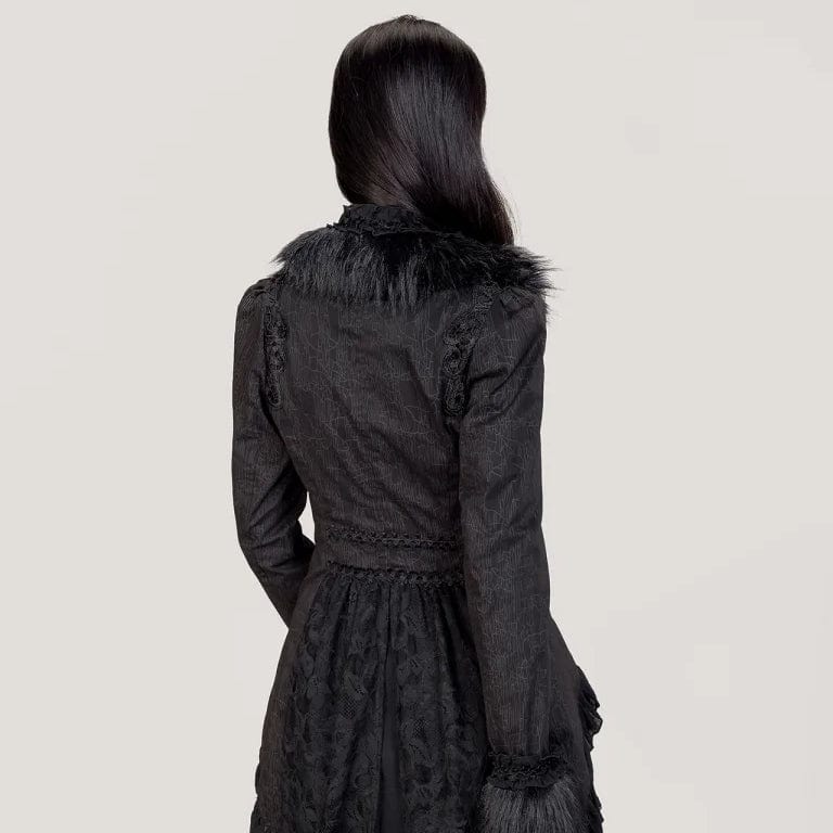 Women's Gothic Ruffled Lace Splice Swallow-tailed Coat - Image 3
