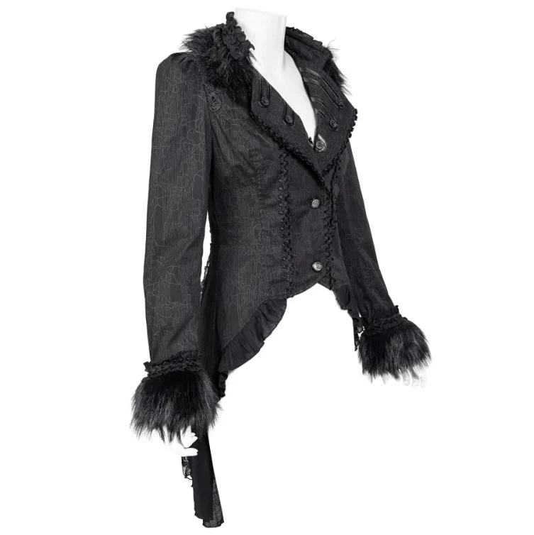 Women's Gothic Ruffled Lace Splice Swallow-tailed Coat - Image 6