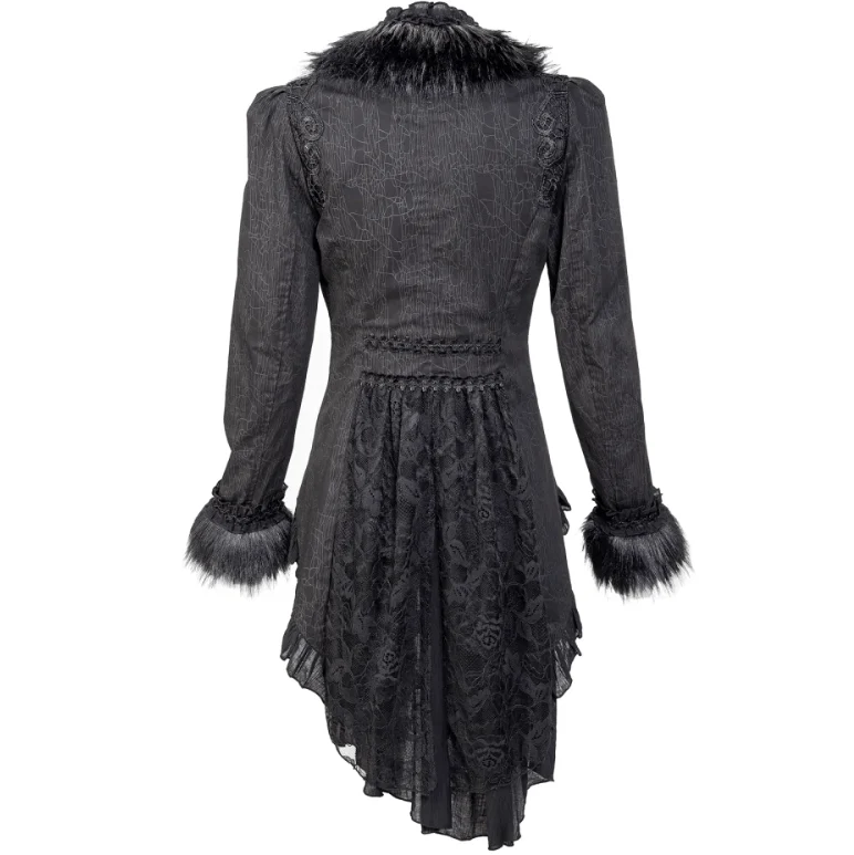 Women's Gothic Ruffled Lace Splice Swallow-tailed Coat - Image 7