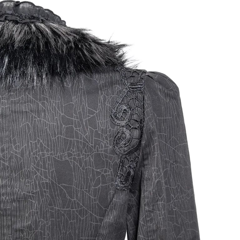 Women's Gothic Ruffled Lace Splice Swallow-tailed Coat - Image 9