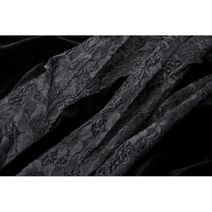 Women's Gothic Ruffled Lace Splice Velvet Corset Slip Dress Wedding Dress - Image 16