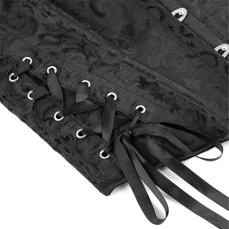 Women's Gothic Ruffled Lace-up Overbust Corset - Image 14