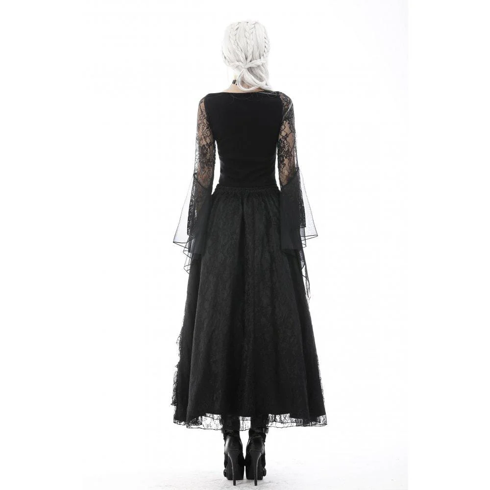 Women's Gothic Ruffled Layered Lace Long Skirt - Image 6