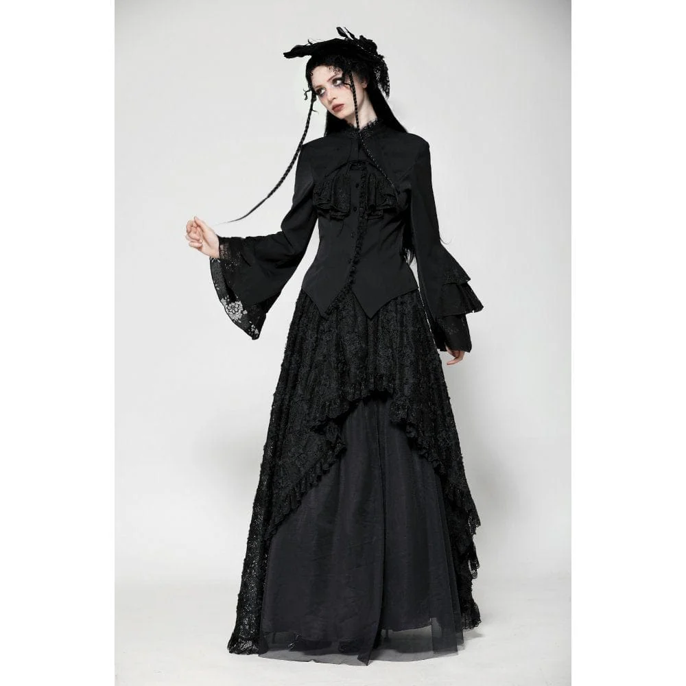 Women's Gothic Ruffled Layered Long Sleeved Shirt - Image 5