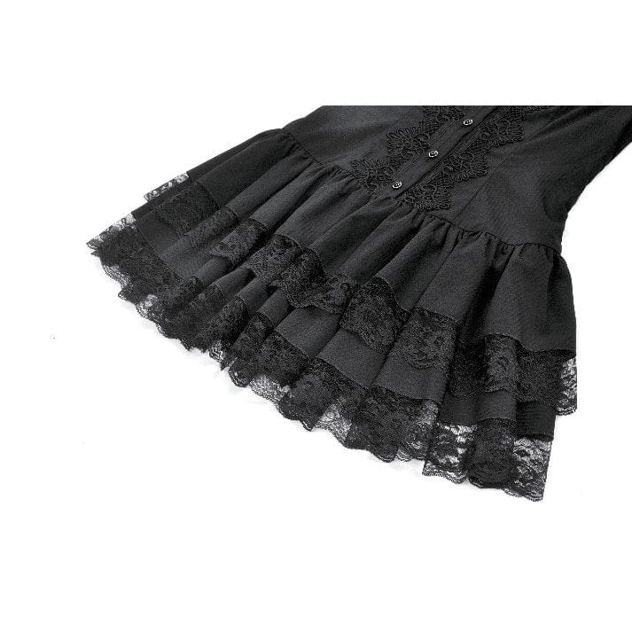 Women's Gothic Ruffled Puff Sleeved Dress Graduation Dress - Image 19