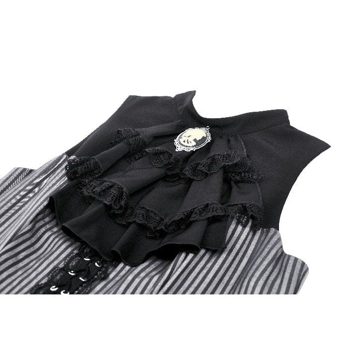 Women's Gothic Ruffled Striped Grad Dress - Image 16