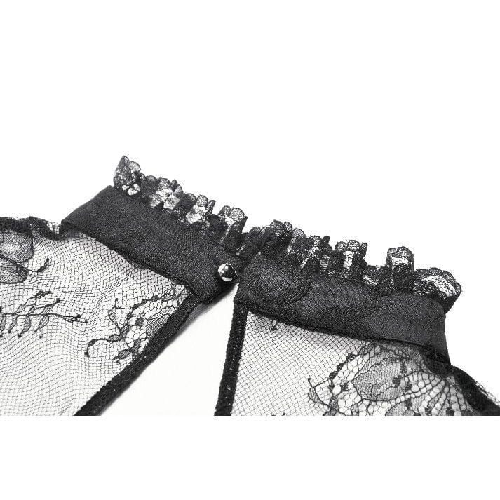 Women's Gothic Ruffles Bow Tie Lace Top with Tassels - Image 17