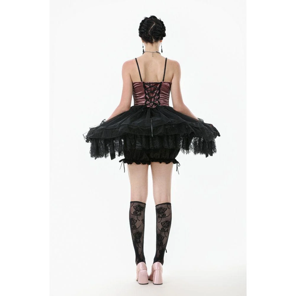 Women's Gothic Satin Multilayered Slip Dress Graduation Dress - Image 13