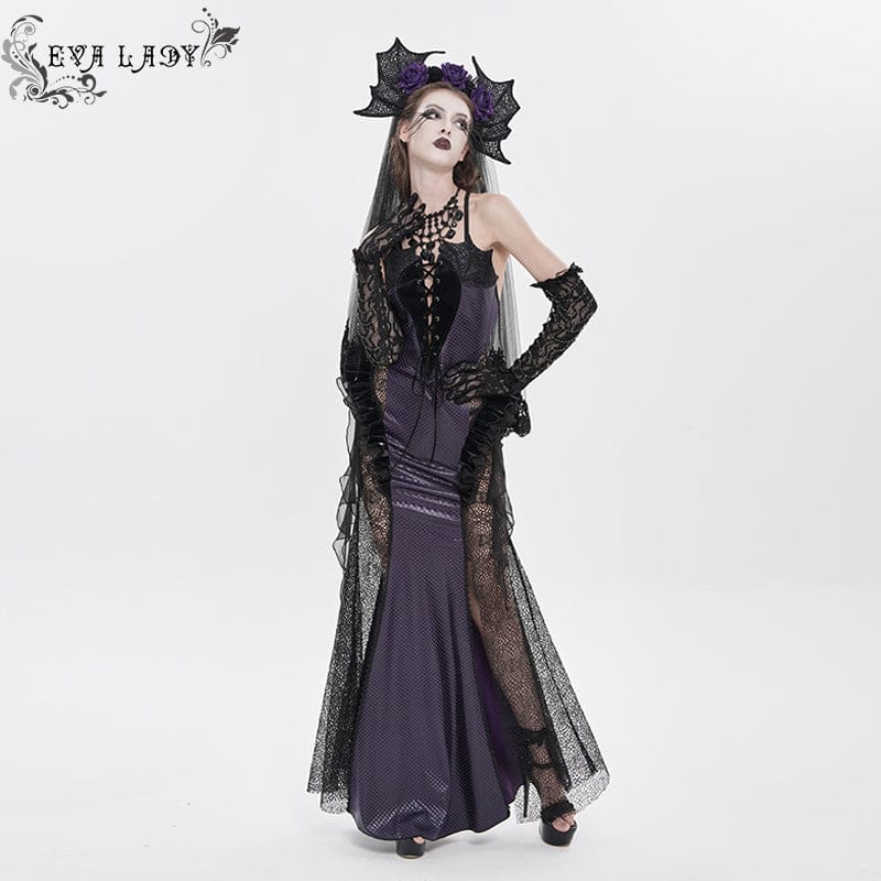 Women's Gothic Scale Printed Lace Splice Mermaid Dress Wedding Dress - Image 2