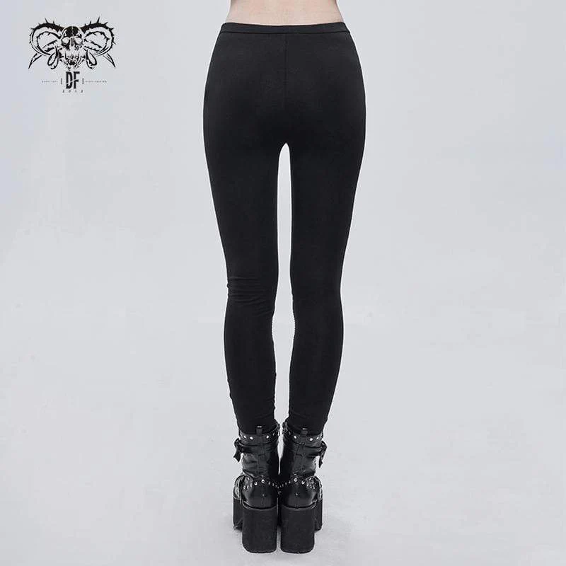 Women's Gothic Sheepshead Printed Mesh Splice Leggings - Image 3