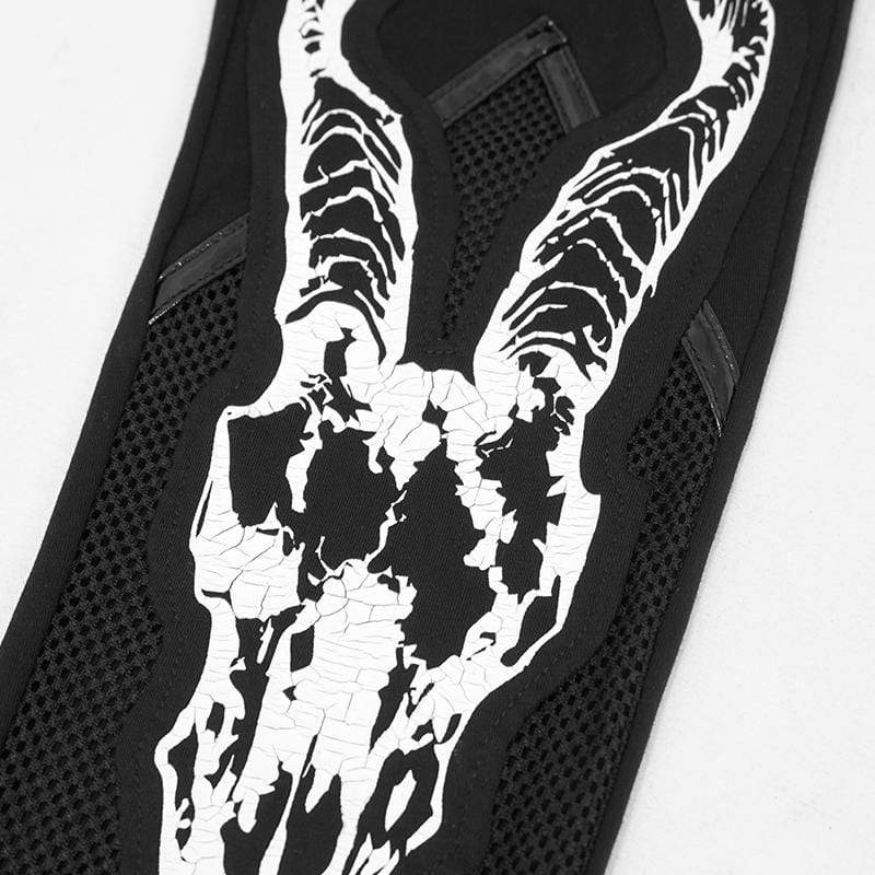 Women's Gothic Sheepshead Printed Mesh Splice Leggings - Image 7