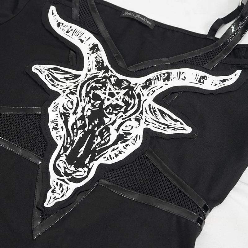 Women's Gothic Sheepshead Printed Plunging Top - Image 7