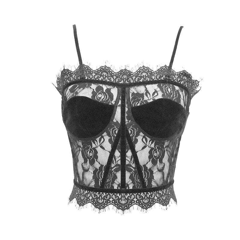 Women's Gothic Sheer Floral Lace Bustiers - Image 4