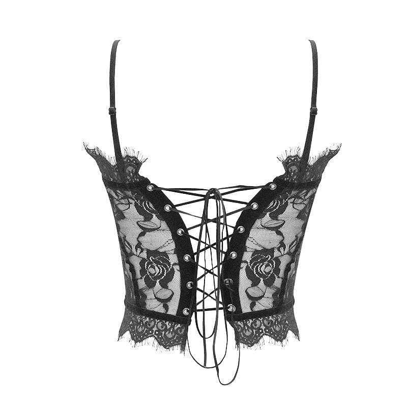 Women's Gothic Sheer Floral Lace Bustiers - Image 5