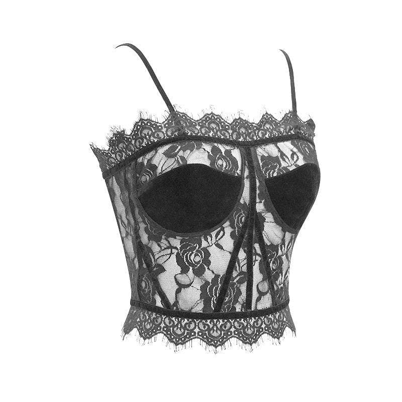 Women's Gothic Sheer Floral Lace Bustiers - Image 6