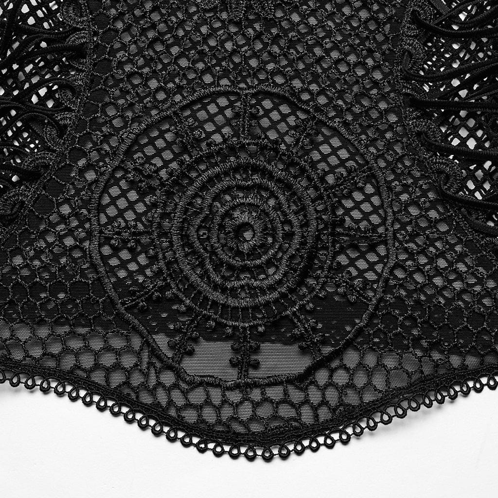 Women's Gothic Sheer Mesh Lace-Up Tank Top - Image 7
