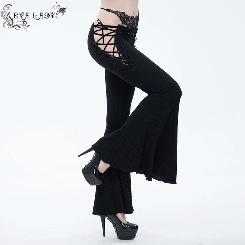 Women's Gothic Side Lacing-up Bell-bottoms - Image 2