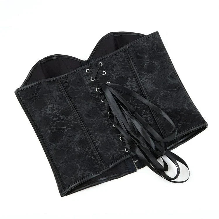 Women's Gothic Single-breasted Lace-up Overbust Corset - Image 4