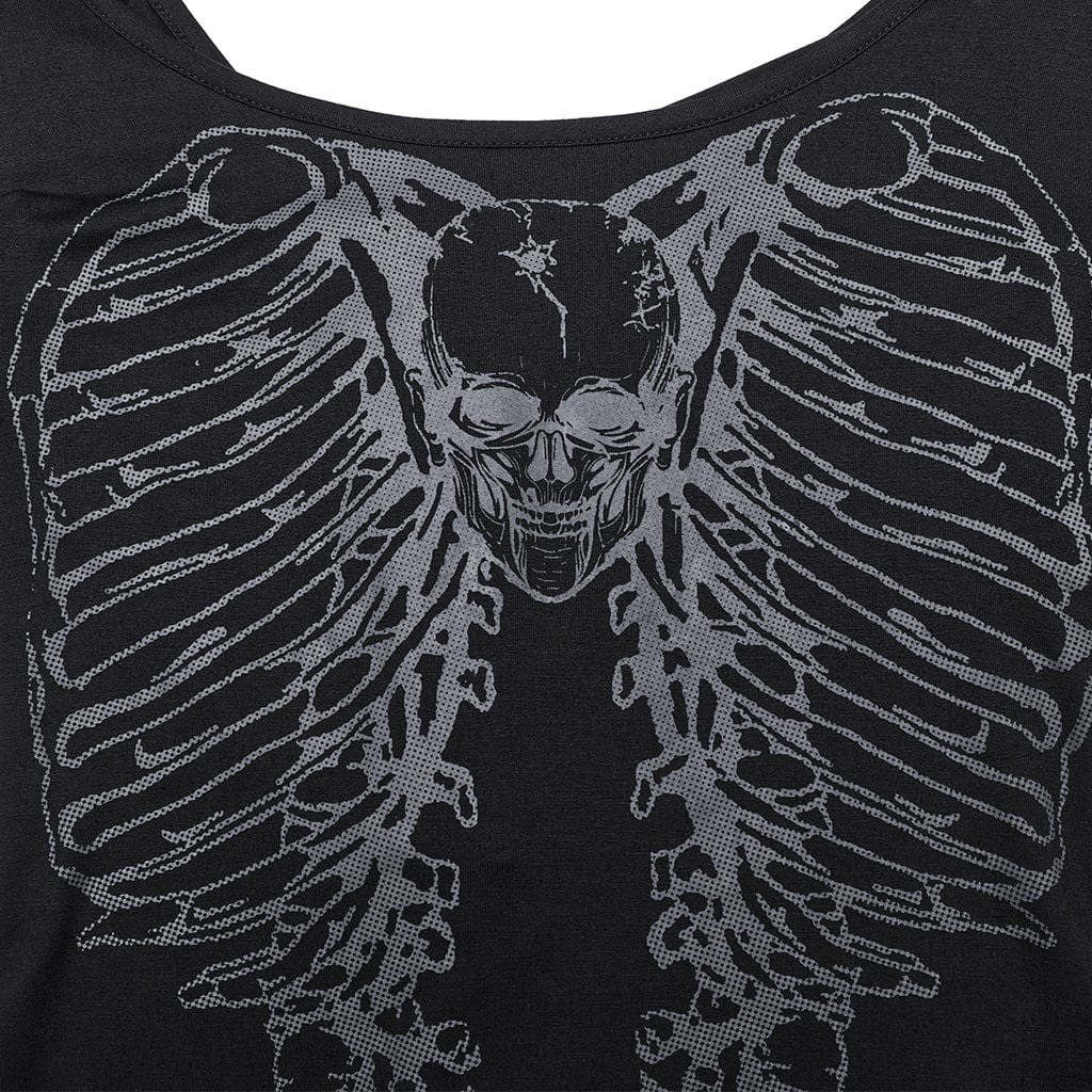 Women's Gothic Skeleton Printed T-shirt - Image 6