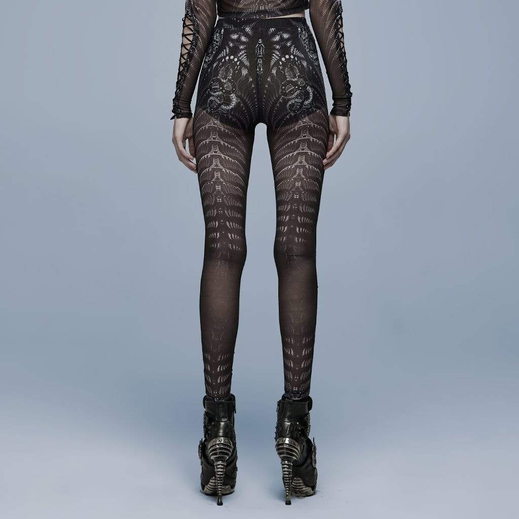 Women's Gothic Skeleton Sheer Leggings - Image 3