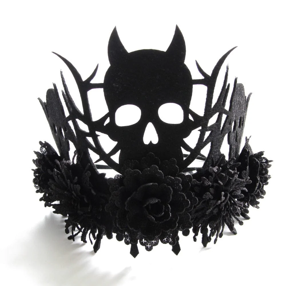 Women's Gothic Skull Cutout Floral Headwear - Image 4