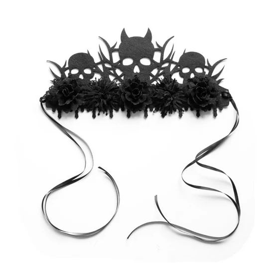 Women's Gothic Skull Cutout Floral Headwear - Image 5