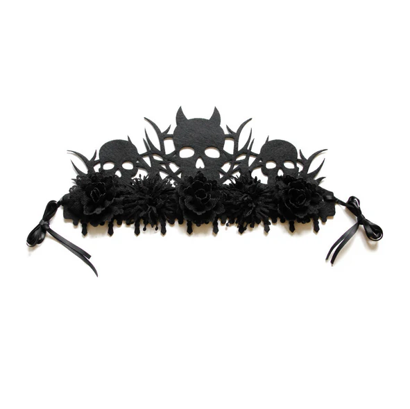 Women's Gothic Skull Cutout Floral Headwear - Image 6