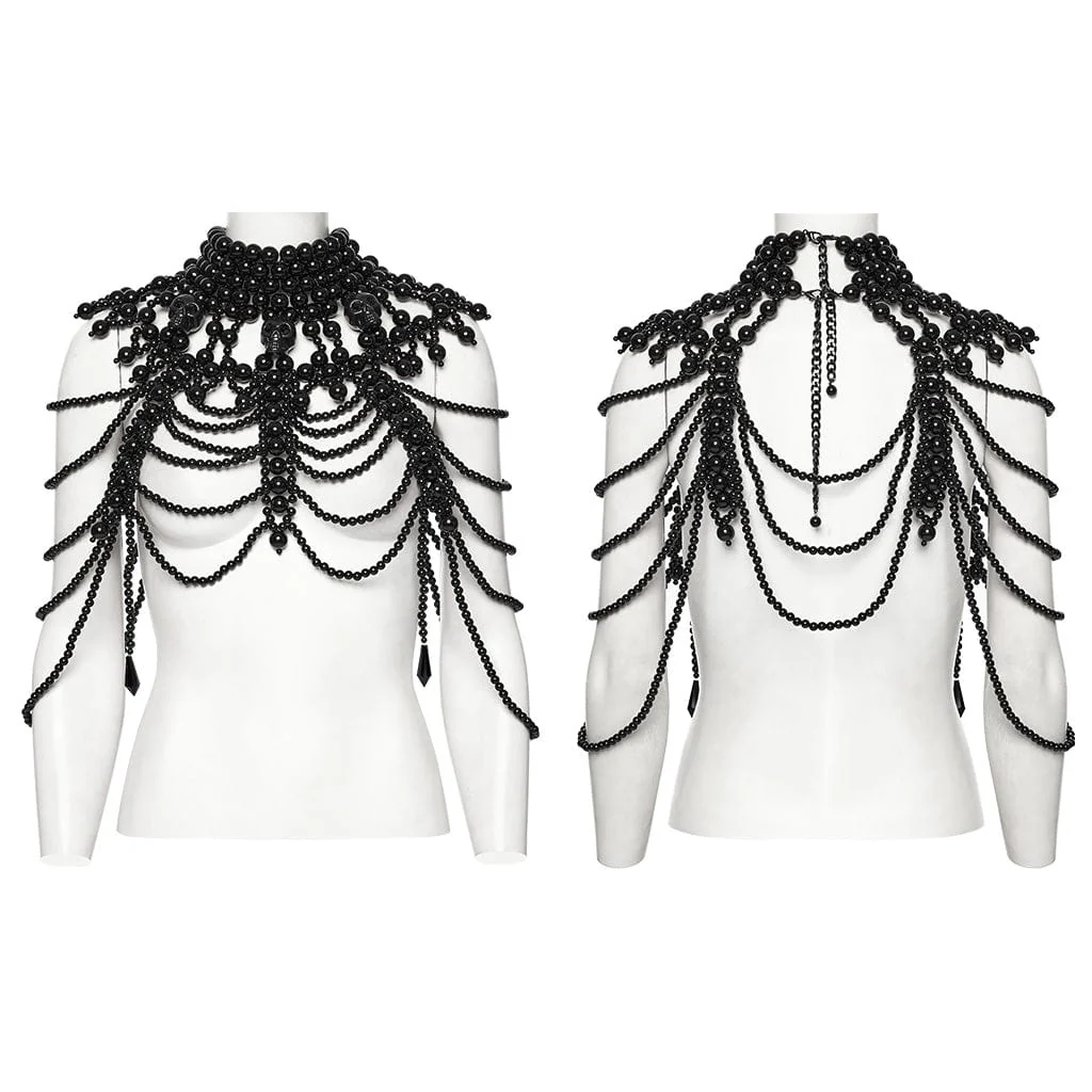 Women's Gothic Skull Layered Beaded Neckwear - Image 5