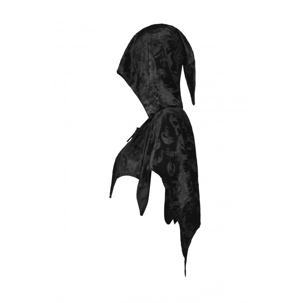 Women's Gothic Skull Printed Velvet Cape with Hood - Image 8