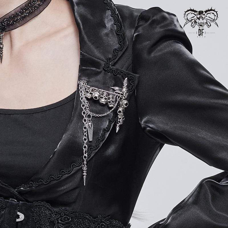 Women's Gothic Skulls Chain Brooch - Image 2