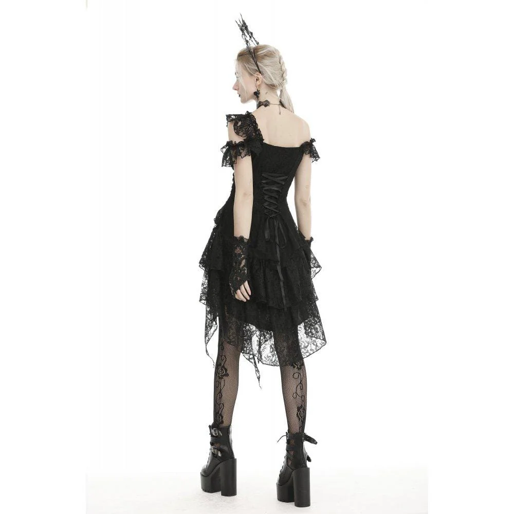 Women's Gothic Slash Shoulder Lace Dresses Graduation Dress - Image 5