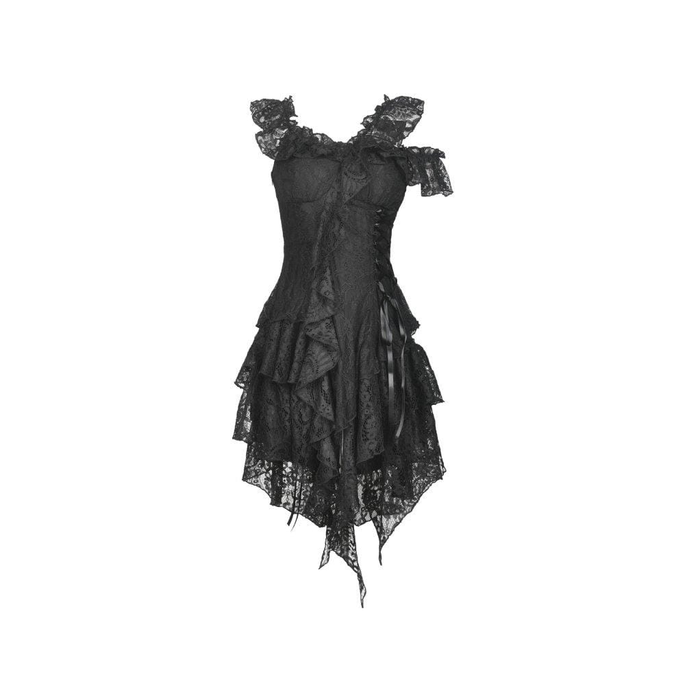 Women's Gothic Slash Shoulder Lace Dresses Graduation Dress - Image 6