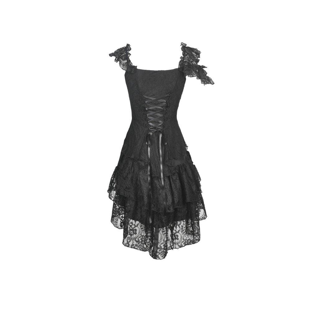 Women's Gothic Slash Shoulder Lace Dresses Graduation Dress - Image 7