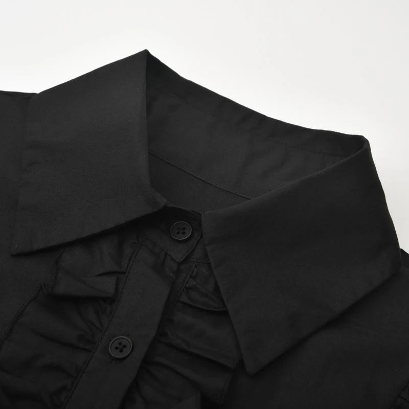 Women's Gothic Slim Fitted Falbala Splice Shirt - Image 3