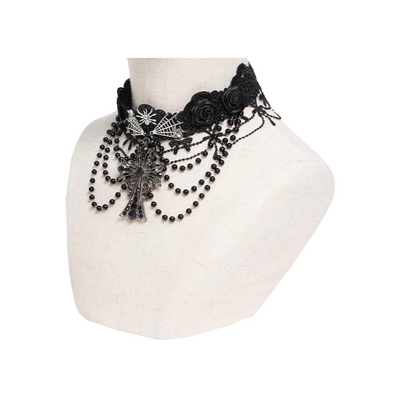 Women's Gothic Spider Cross Beaded Choker - Image 5