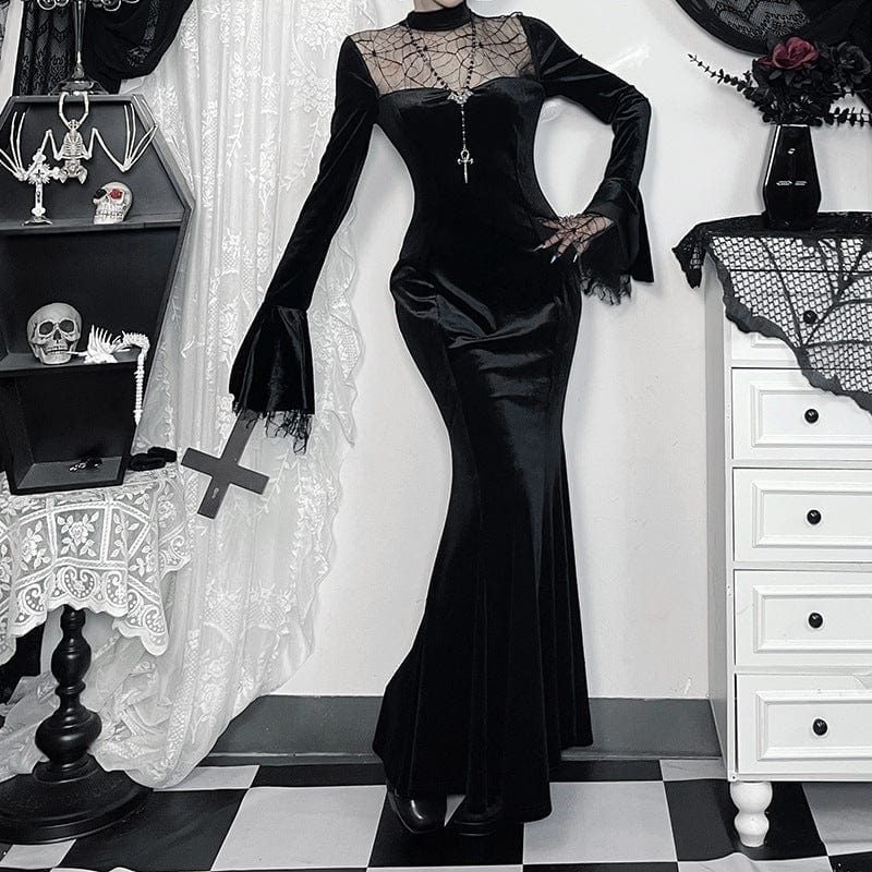 Women's Gothic Spider Mesh Lace Maxi Dress - Image 2