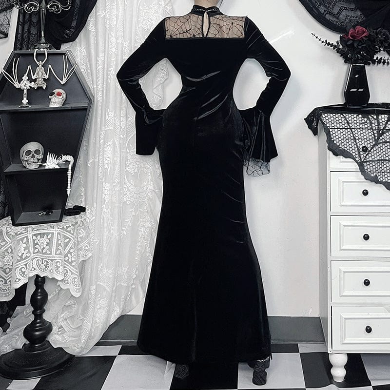 Women's Gothic Spider Mesh Lace Maxi Dress - Image 3