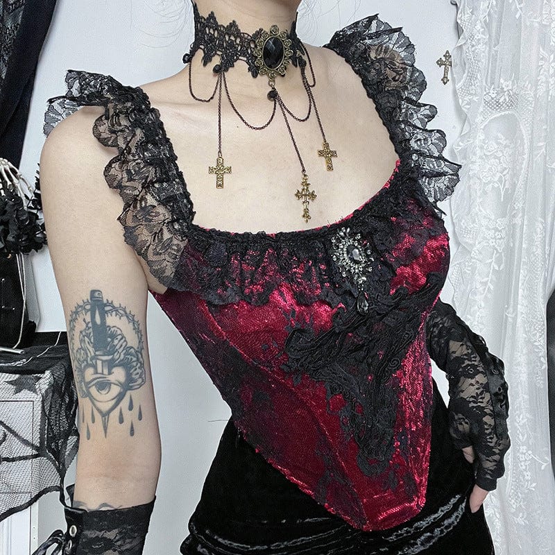 Women's Gothic Splice Lace Vest - Image 5