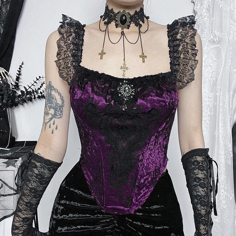Women's Gothic Splice Lace Vest - Image 9