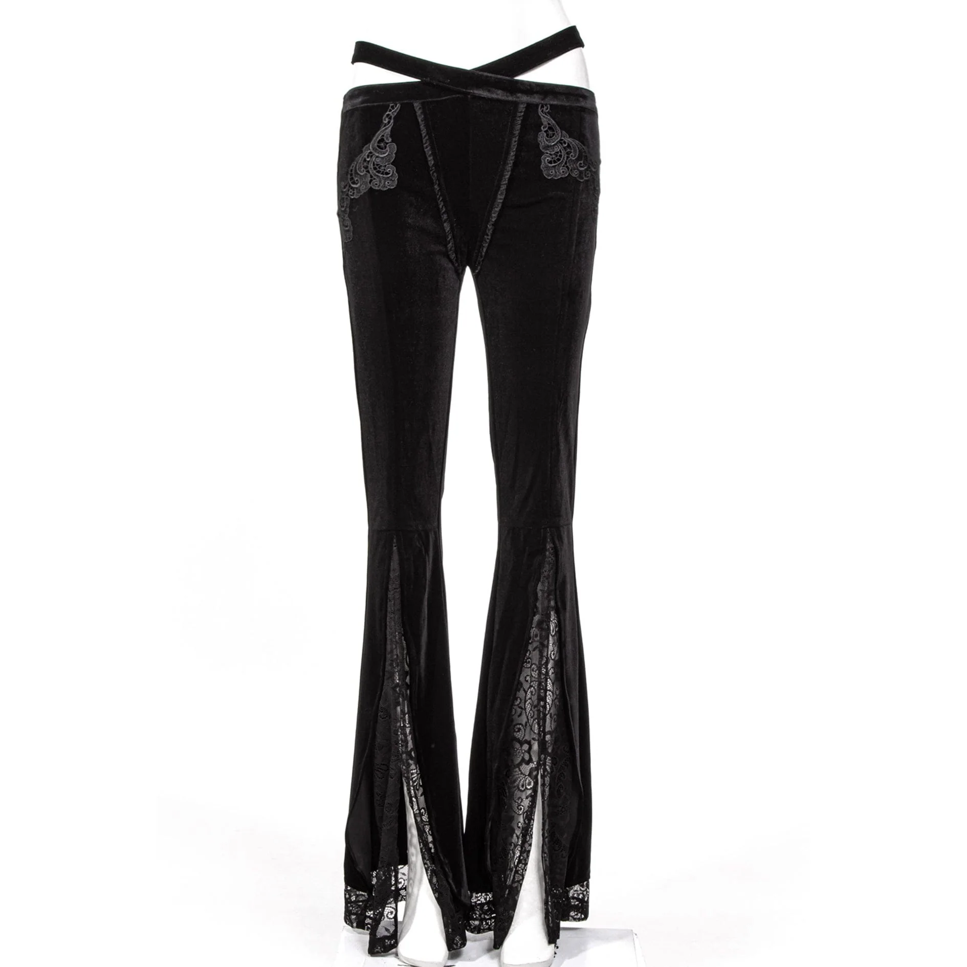 Women's Gothic Splice Slit Lace Pants - Image 4