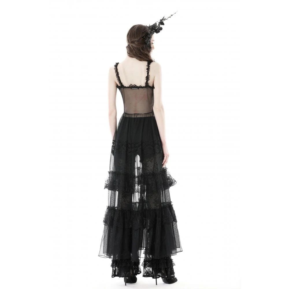 Women's Gothic Split Sheer Mesh Slip Dress - Image 6