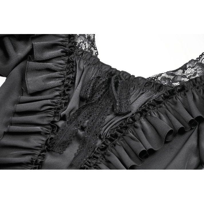 Women's Gothic Square Collar Ruffles Lace Top - Image 15