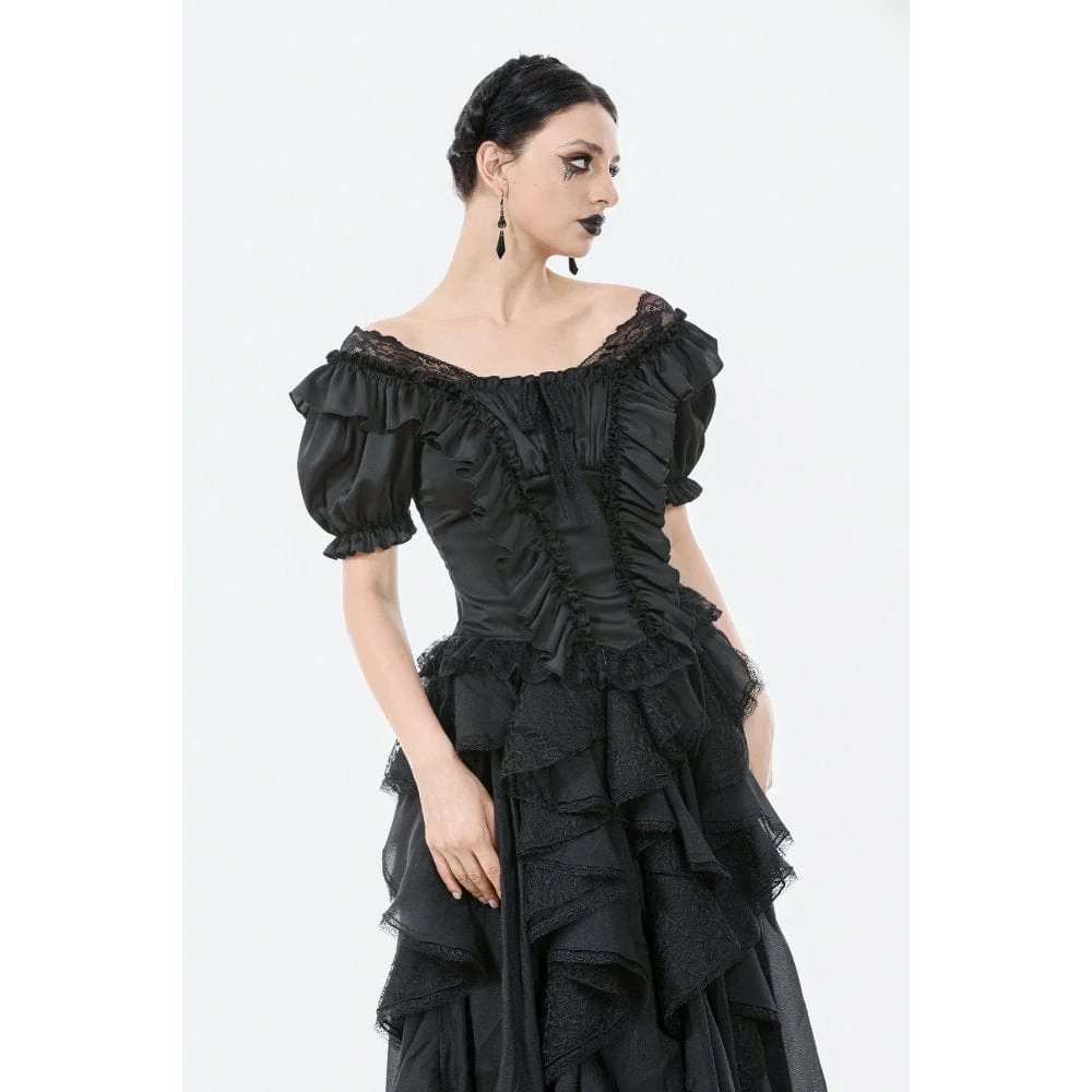 Women's Gothic Square Collar Ruffles Lace Top - Image 2