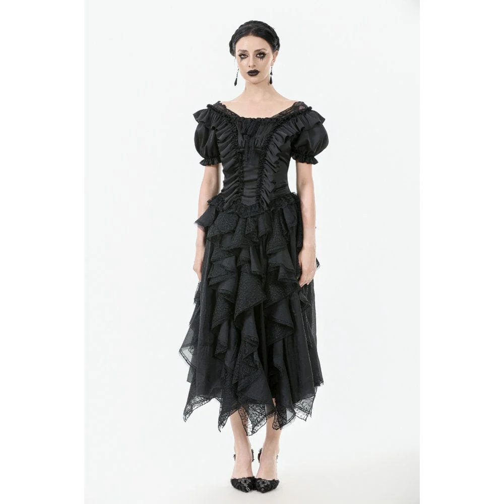 Women's Gothic Square Collar Ruffles Lace Top - Image 3