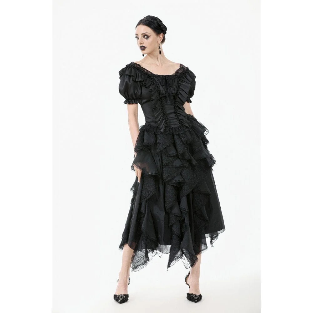 Women's Gothic Square Collar Ruffles Lace Top - Image 7