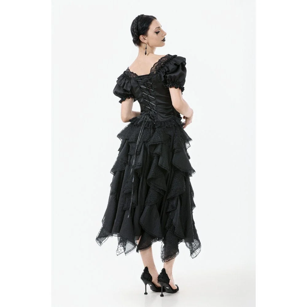 Women's Gothic Square Collar Ruffles Lace Top - Image 9