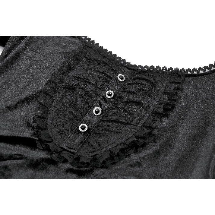 Women's Gothic Square-cut Collar Flared Sleeved Velvet Top - Image 14