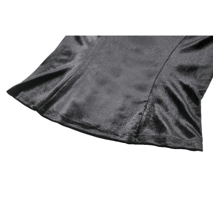 Women's Gothic Square-cut Collar Flared Sleeved Velvet Top - Image 16
