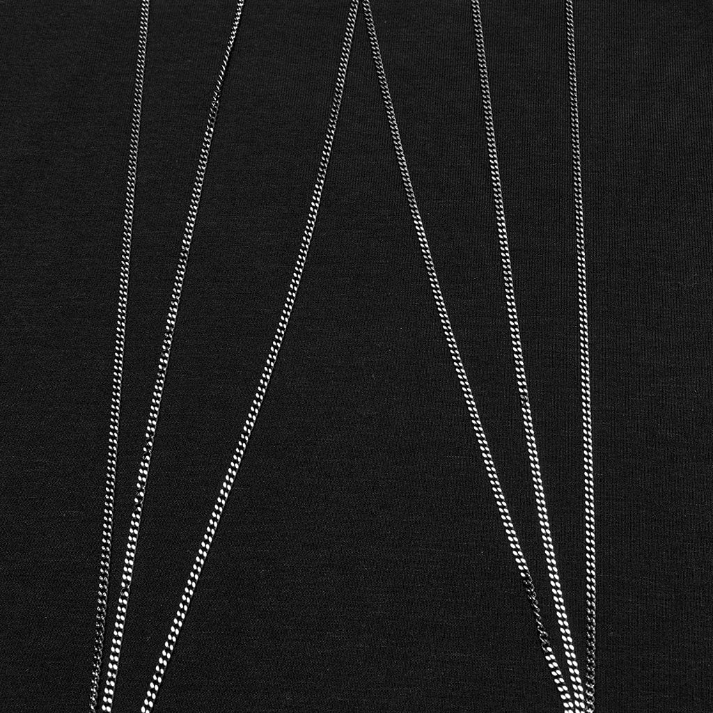 Women's Gothic Stand Collar Bat Mesh Splice Chain Shirt Black - Image 9